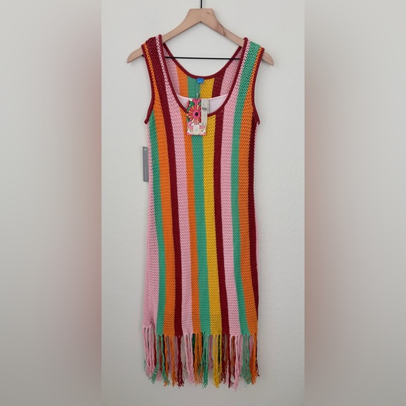 NWT Farm Rio x Anthropologie Sleeveless Stripe Midi Dress M - Picture 4 of 7